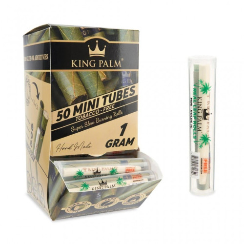KING PALM SINGLE NATURAL LEAF TUBES DISPENSER DISPLAY - 50CT